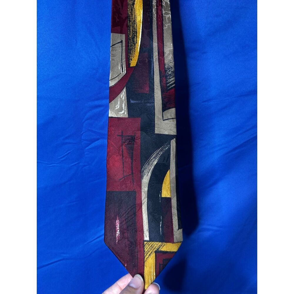 Croft&Barrow Mens Geometric Silk Tie One Size Art Deco Work Abstract Corporate - Picture 5 of 8